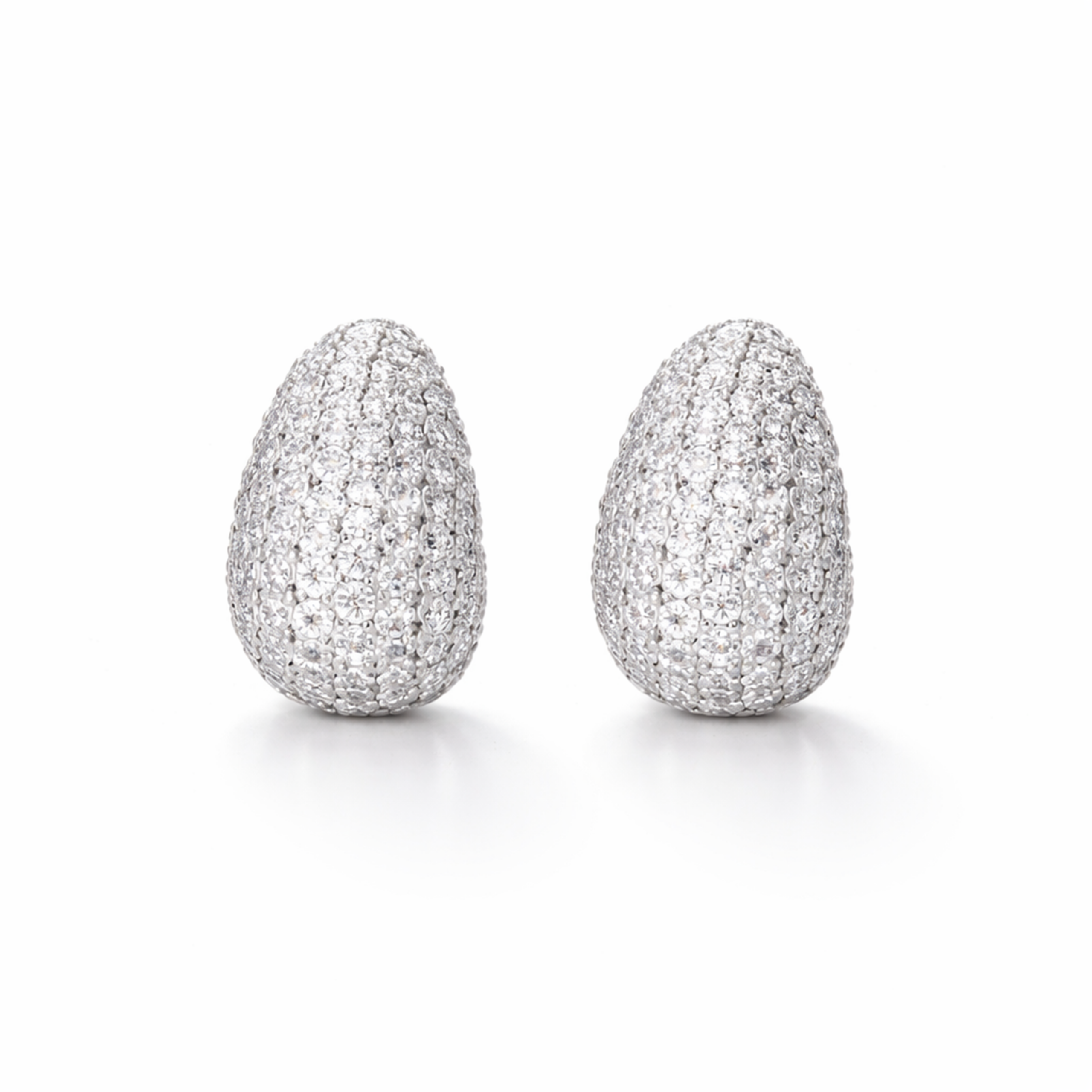 Clear Pavé Dome Huggie Hoop Earrings