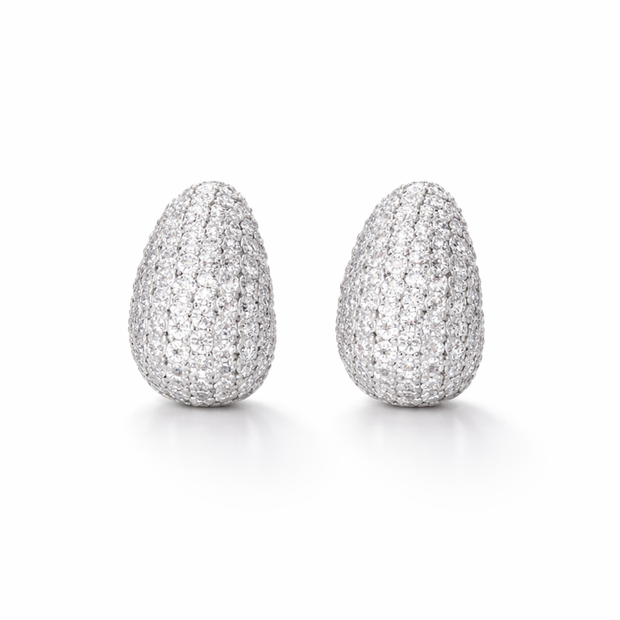 Clear Pavé Dome Huggie Hoop Earrings