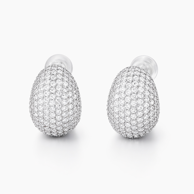 Clear Crystal Pavé Egg-Drop Huggie Earrings