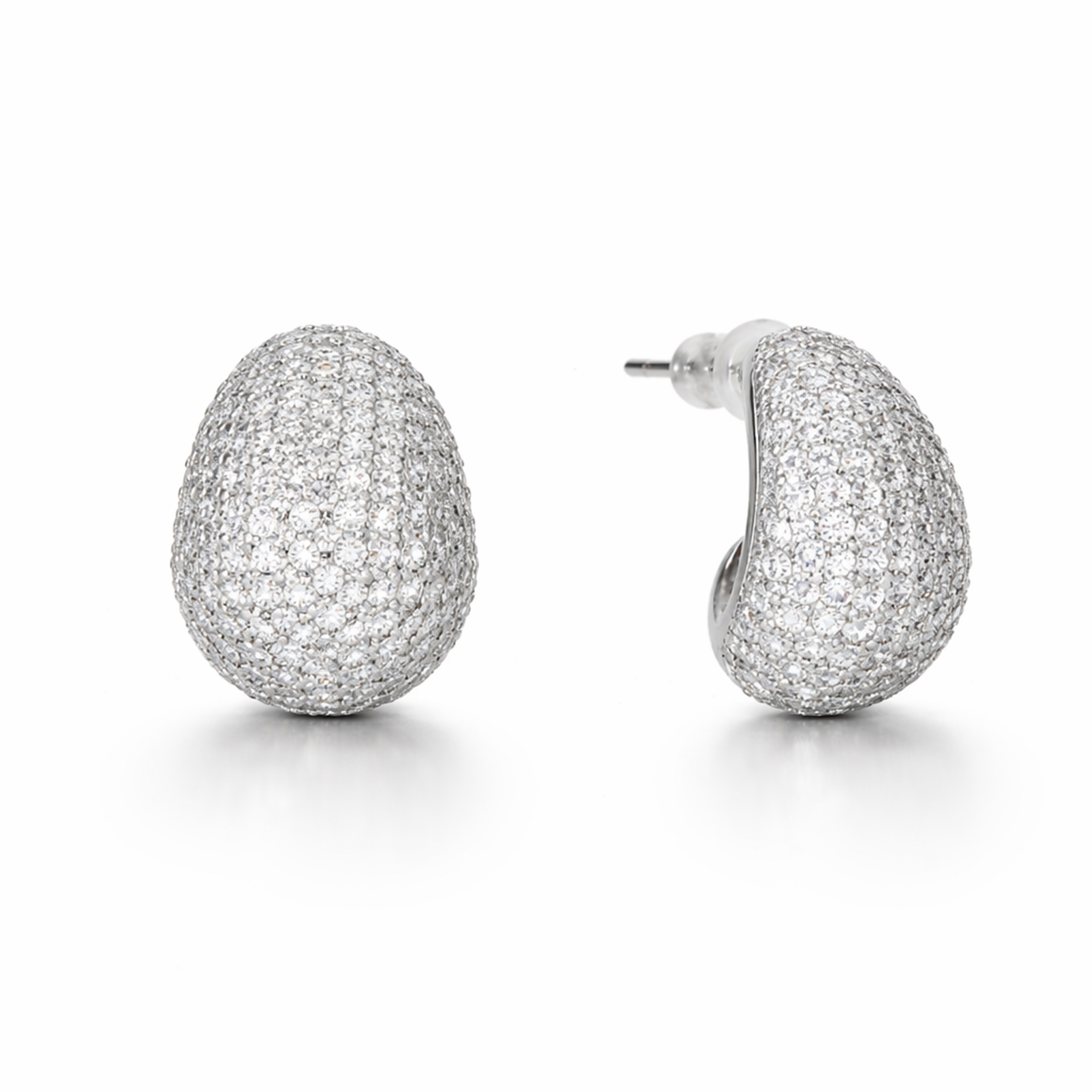 Clear Crystal Pavé Egg-Drop Huggie Earrings