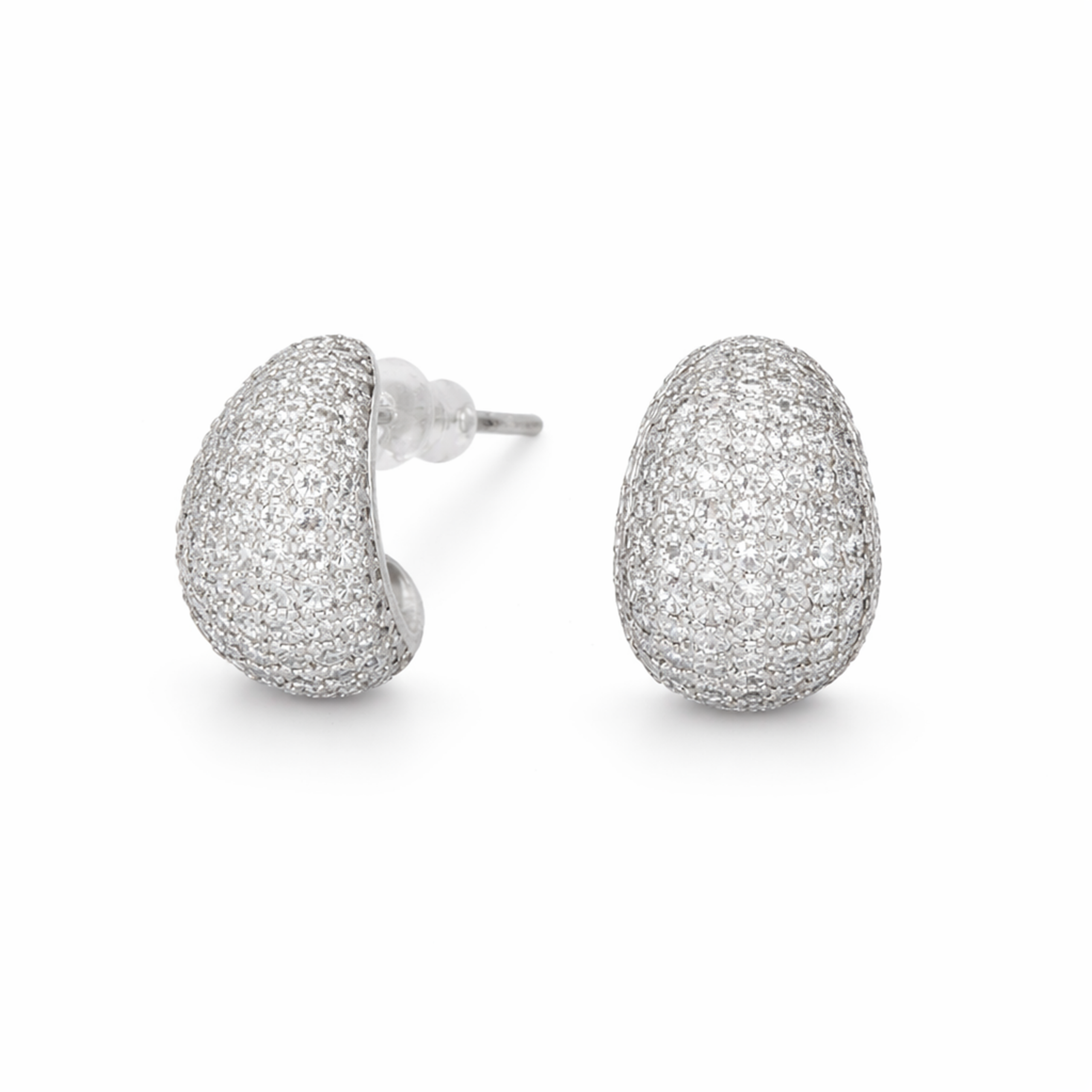 Clear Crystal Pavé Egg-Drop Huggie Earrings