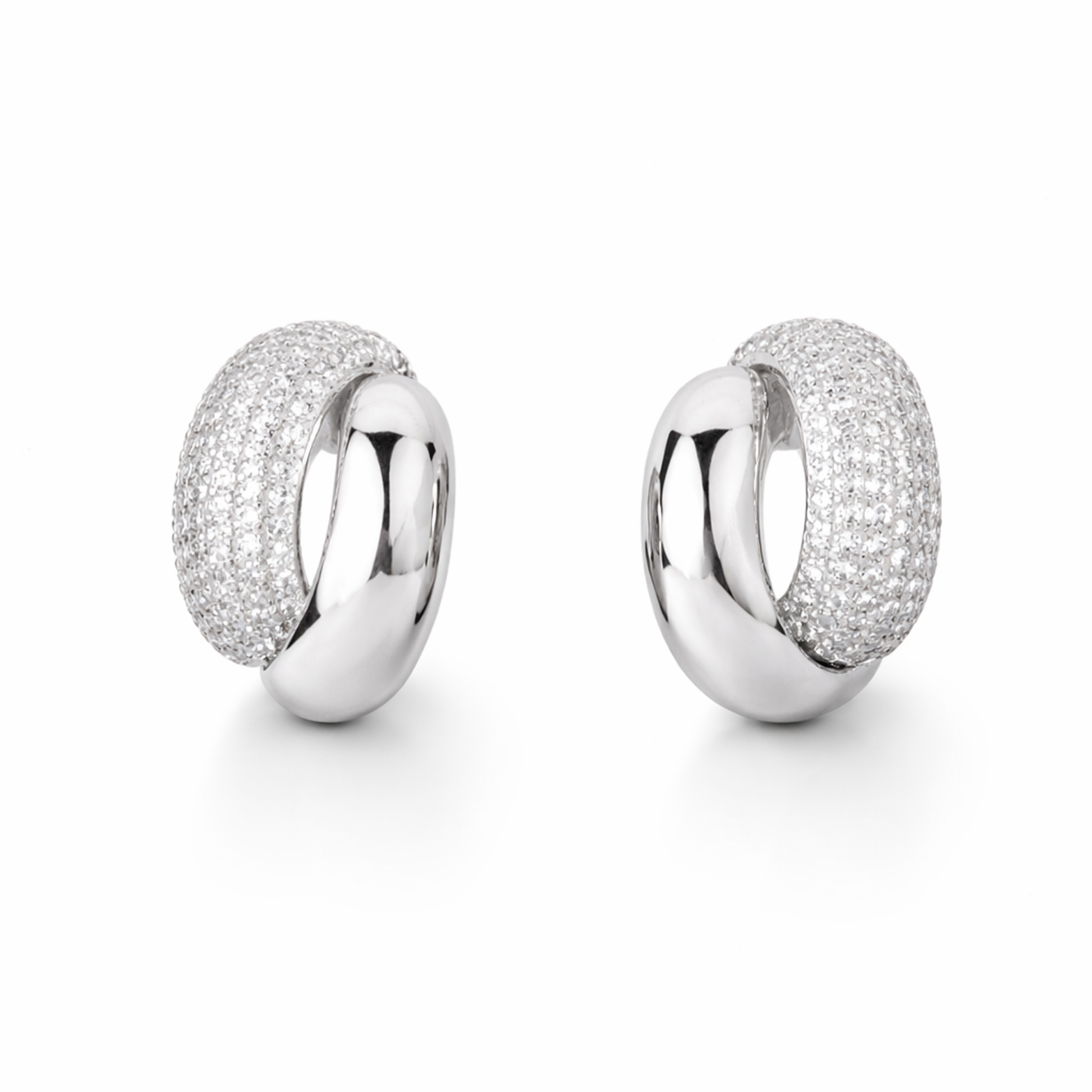 Clear Pavé Chunky Open Hoop Earrings