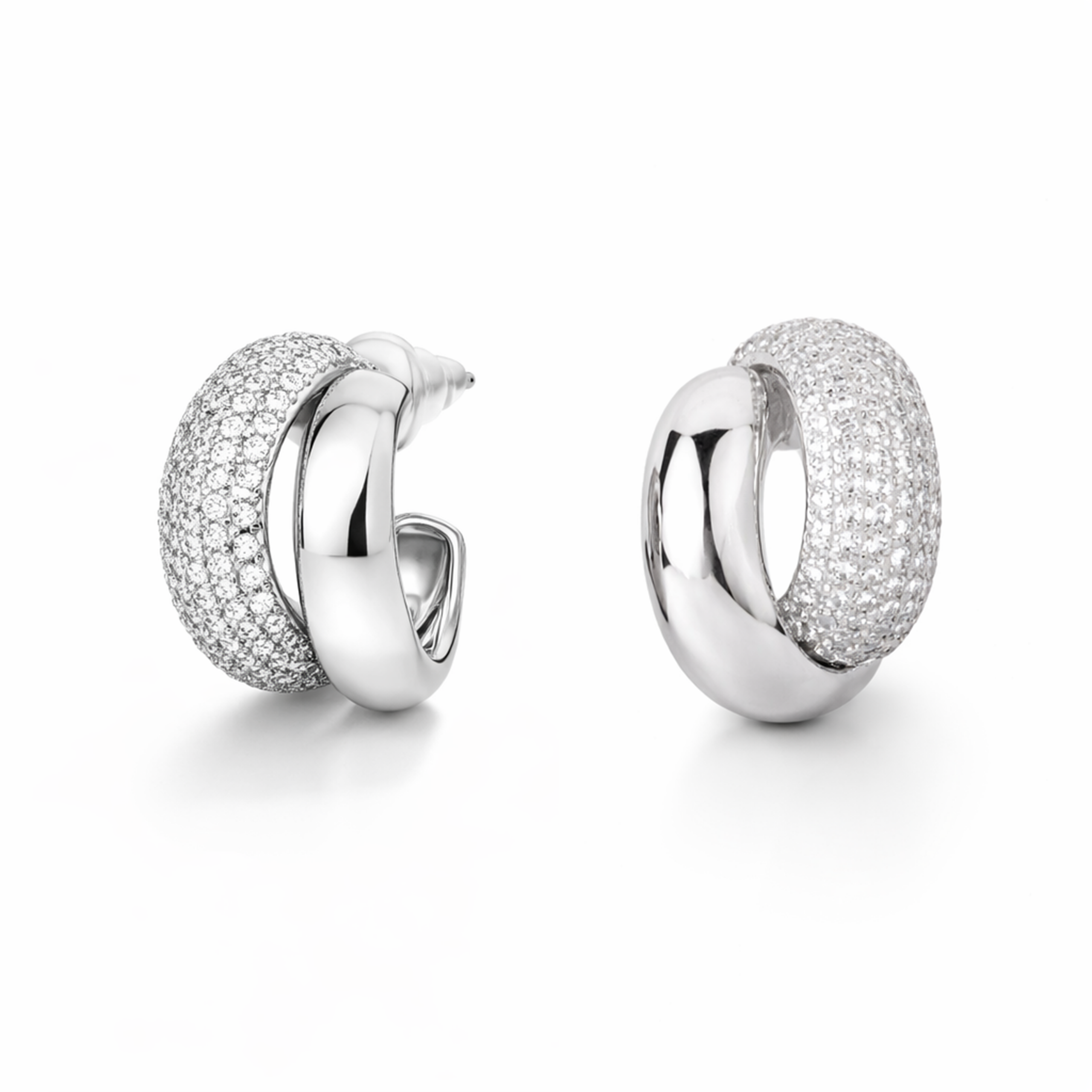 Clear Pavé Chunky Open Hoop Earrings