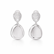 Silver Pebble Drop Earrings with Pavé Top