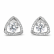 Clear Round CZ Trillion Halo Stud Earrings