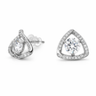 Clear Round CZ Trillion Halo Stud Earrings