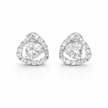 Clear Trillion-Cut CZ Halo Stud Earrings