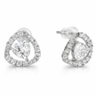 Clear Trillion-Cut CZ Halo Stud Earrings