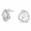 Clear Trillion-Cut CZ Halo Stud Earrings
