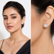 Clear Trillion-Cut CZ Halo Stud Earrings