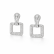 Pavé Square Door-Knocker Drop Earrings — Gold or Silver - Silver
