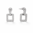 Pavé Square Door-Knocker Drop Earrings — Gold or Silver - Silver