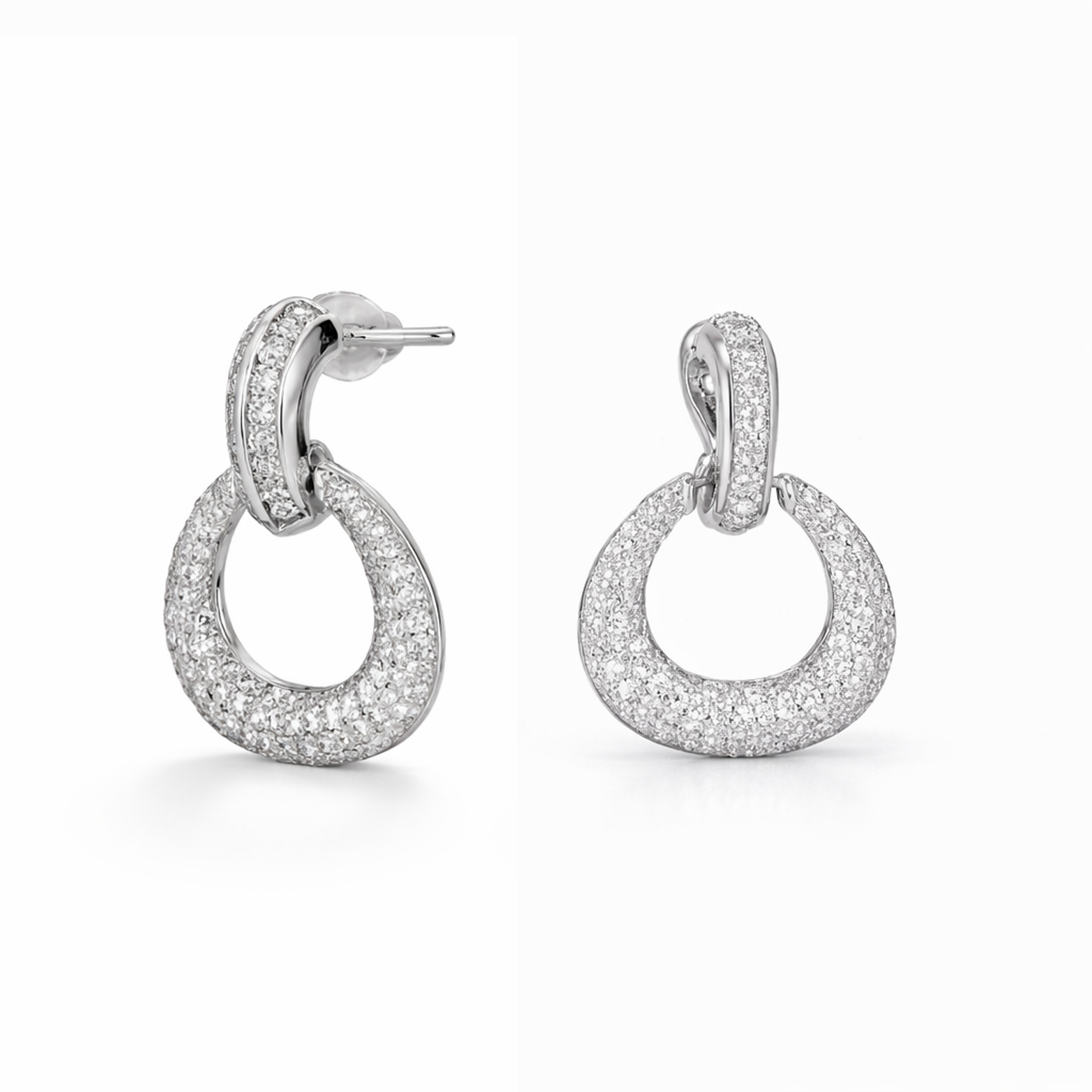 Clear Pavé Open Circle Door-Knocker Drops