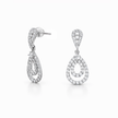 Clear Pavé Double-Halo Teardrop Drop Earrings