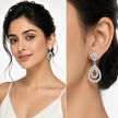 Clear Pavé Double-Halo Teardrop Drop Earrings
