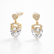 Clear Heart-Cut Crystal Gold Drop Earrings