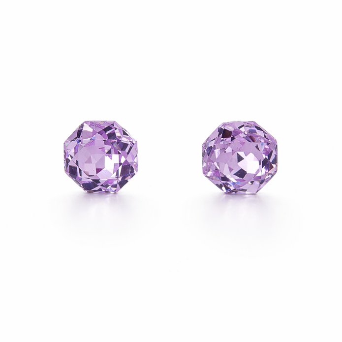 Solitaire Crystal Stud Earrings — 6-Colour Capsule - Amethyst