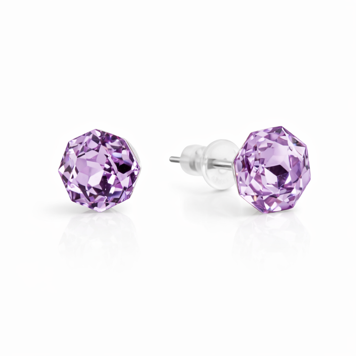 Solitaire Crystal Stud Earrings — 6-Colour Capsule - Amethyst