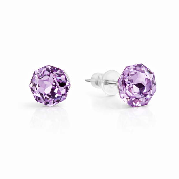 Solitaire Crystal Stud Earrings — 6-Colour Capsule - Amethyst