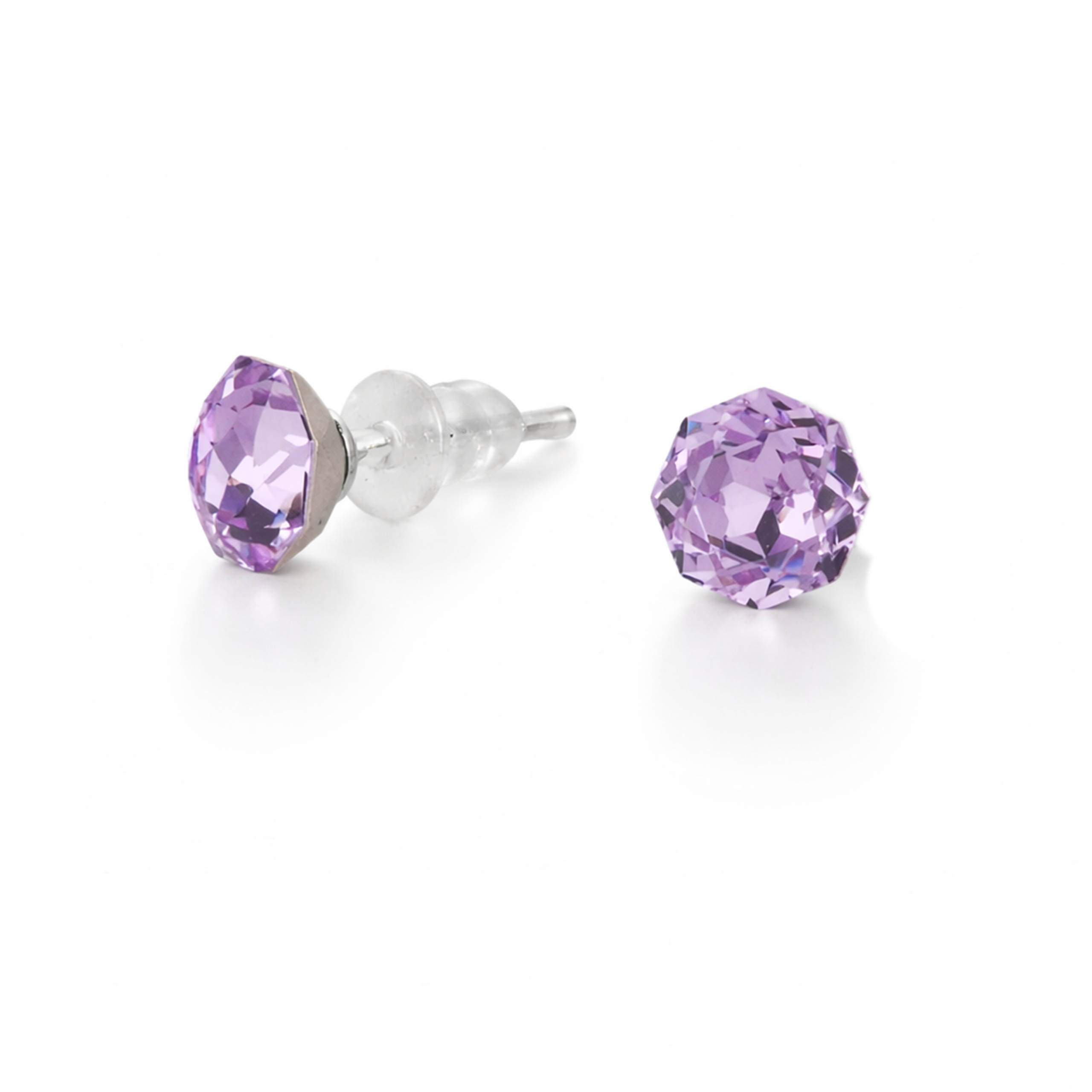 Solitaire Crystal Stud Earrings — 6-Colour Capsule - Amethyst