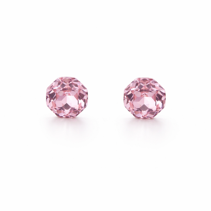 Solitaire Crystal Stud Earrings — 6-Colour Capsule - Rose pink