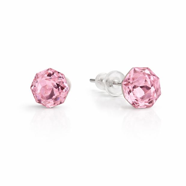 Solitaire Crystal Stud Earrings — 6-Colour Capsule - Rose pink
