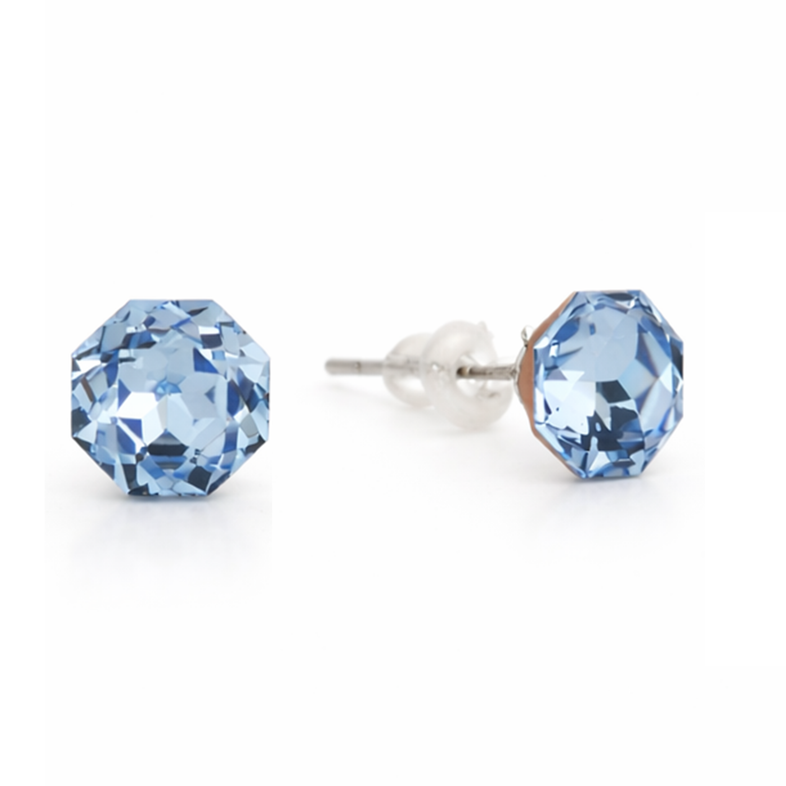 Solitaire Crystal Stud Earrings — 6-Colour Capsule - Aquamarine Blue