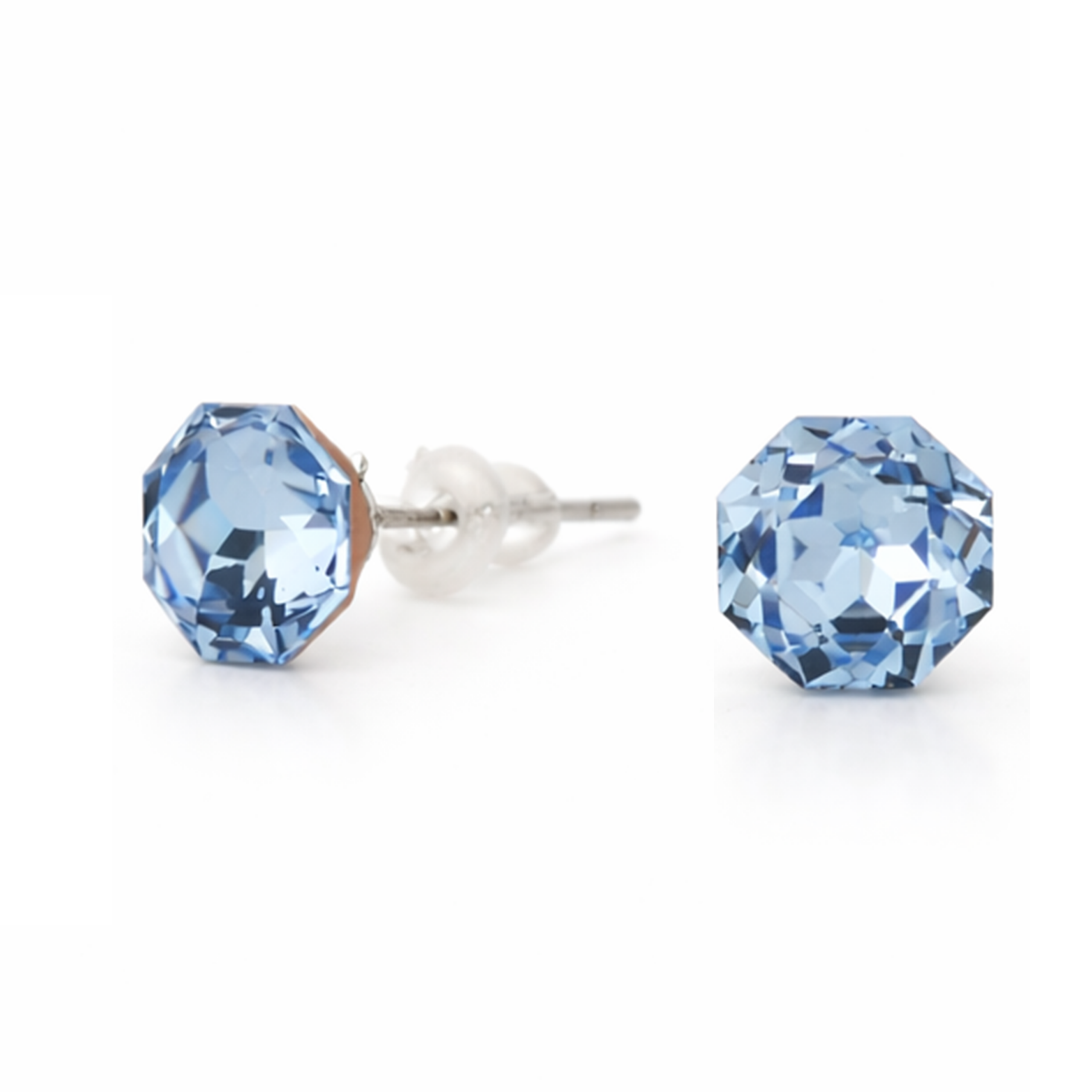 Solitaire Crystal Stud Earrings — 6-Colour Capsule - Aquamarine Blue