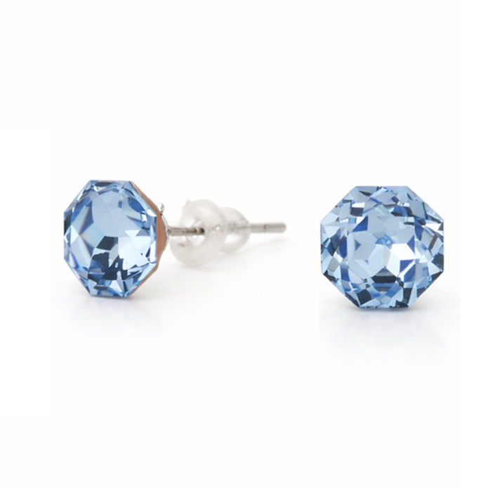 Solitaire Crystal Stud Earrings — 6-Colour Capsule - Aquamarine Blue