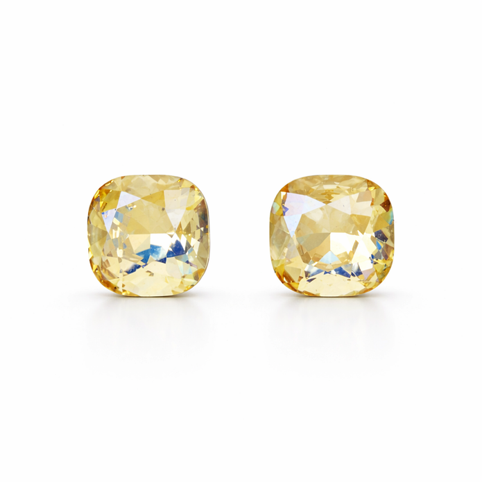 Solitaire Crystal Stud Earrings — 6-Colour Capsule - Yellow