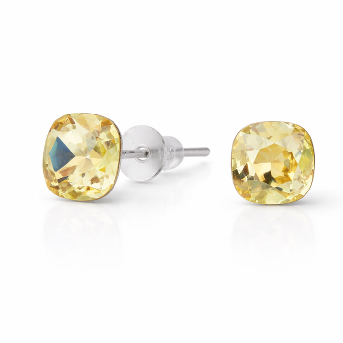 Solitaire Crystal Stud Earrings — 6-Colour Capsule - Yellow