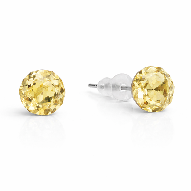 Solitaire Crystal Stud Earrings — 6-Colour Capsule - Citrine