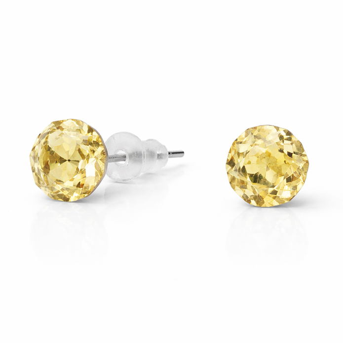 Solitaire Crystal Stud Earrings — 6-Colour Capsule - Citrine