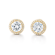 Gold-Tone Round Halo Crystal Pendant Necklace Set — Gold / Clear - Gold