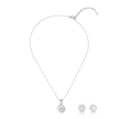 Gold-Tone Round Halo Crystal Pendant Necklace Set — Gold / Clear - Clear