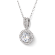 Gold-Tone Round Halo Crystal Pendant Necklace Set — Gold / Clear - Clear
