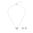 Silver Crystal Bow Pendant Necklace Set