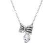 Silver Crystal Bow Pendant Necklace Set