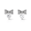 Silver Crystal Bow Pendant Necklace Set