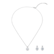 Silver Brilliant Round Halo Pendant Necklace Set
