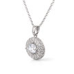 Silver Brilliant Round Halo Pendant Necklace Set