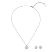 Silver Oval Crystal Halo Pendant Necklace Set