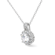 Silver Oval Crystal Halo Pendant Necklace Set