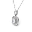 Silver Emerald-Cut Crystal Pendant Necklace Set