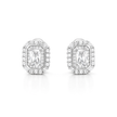 Silver Emerald-Cut Crystal Pendant Necklace Set