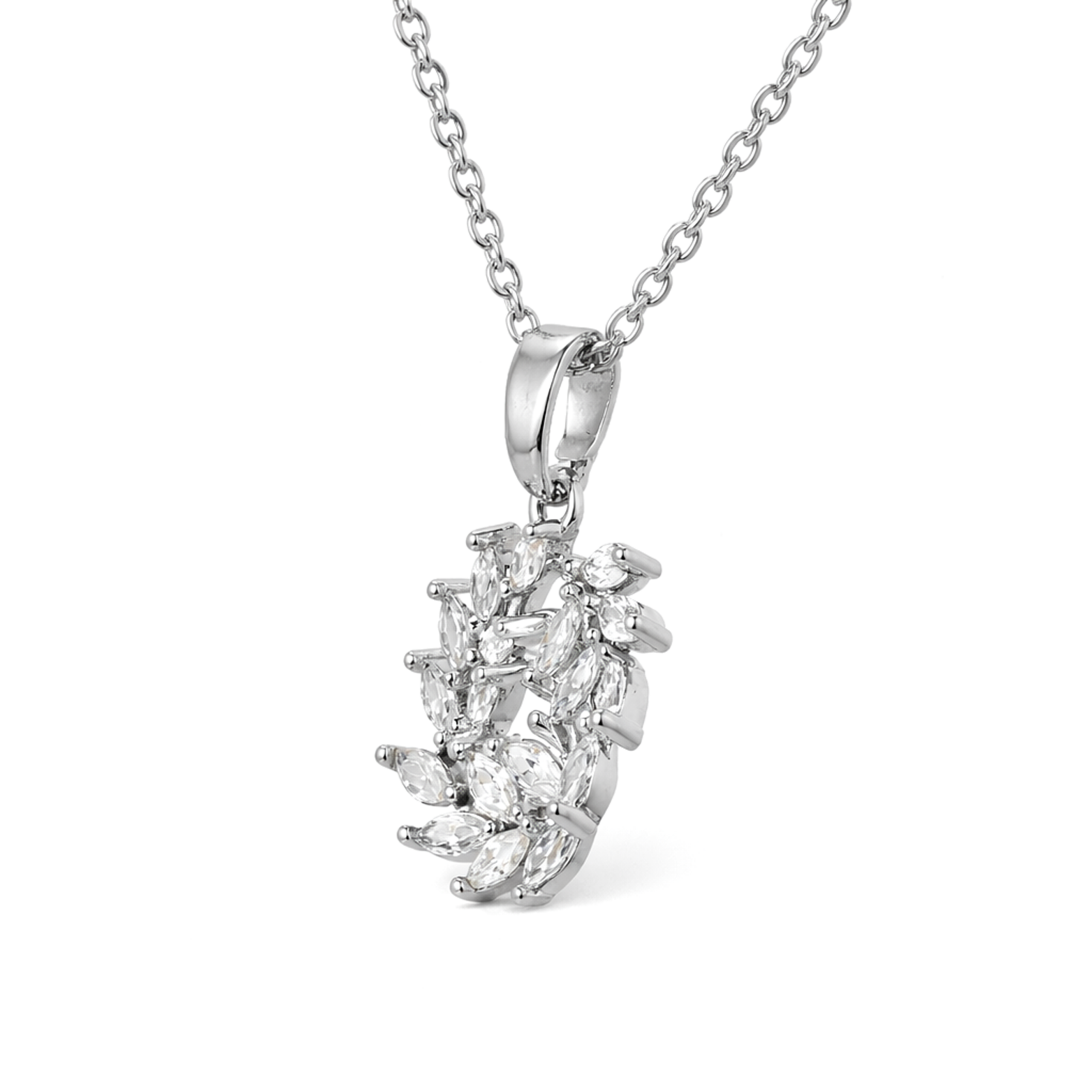 Silver Sunburst Halo Crystal Pendant Necklace Set