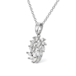 Silver Sunburst Halo Crystal Pendant Necklace Set