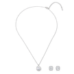 Silver Cushion-Cut Halo Crystal Pendant Set