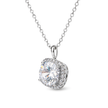 Silver Cushion-Cut Halo Crystal Pendant Set