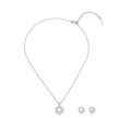 Silver Round Solitaire Halo Pendant Necklace Set